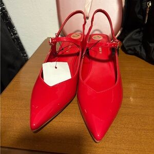 Red Patent Slingback Heels